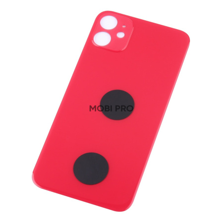 Задняя крышка для iPhone 11 Красный (стекло, широкий вырез под камеру, логотип) - Премиум