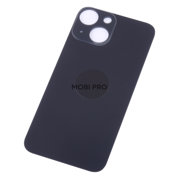 Задняя крышка для iPhone 13 mini (A2630) Черный (стекло, широкий вырез под камеру, логотип)