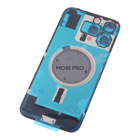 Задняя крышка для iPhone 16 Pro Max в сборе со стеклом камеры Бежевый (стекло, монолит, MagSafe, логотип) - Премиум