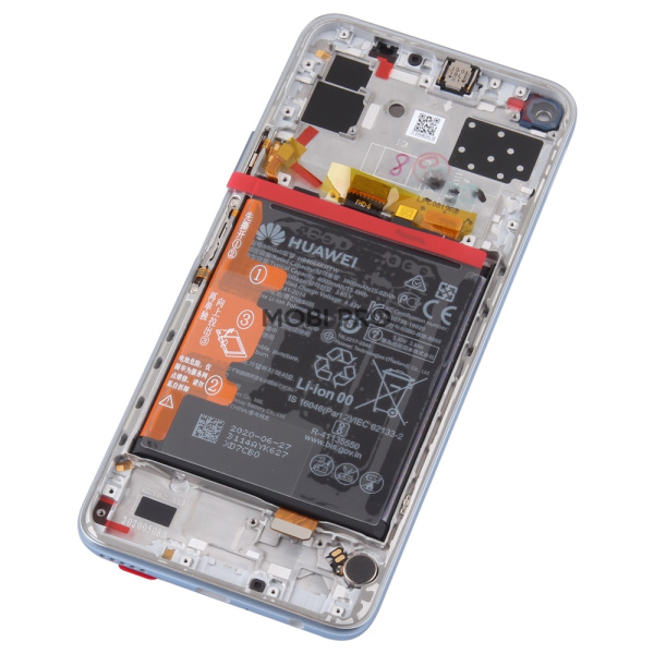Дисплей для Huawei Honor 30S в сборе с рамкой и АКБ Голубой - OR (SP)