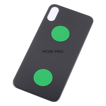 Задняя крышка для iPhone X (A1865/A1901) Серый (стекло, монолит, широкий вырез под камеру, логотип) - Премиум